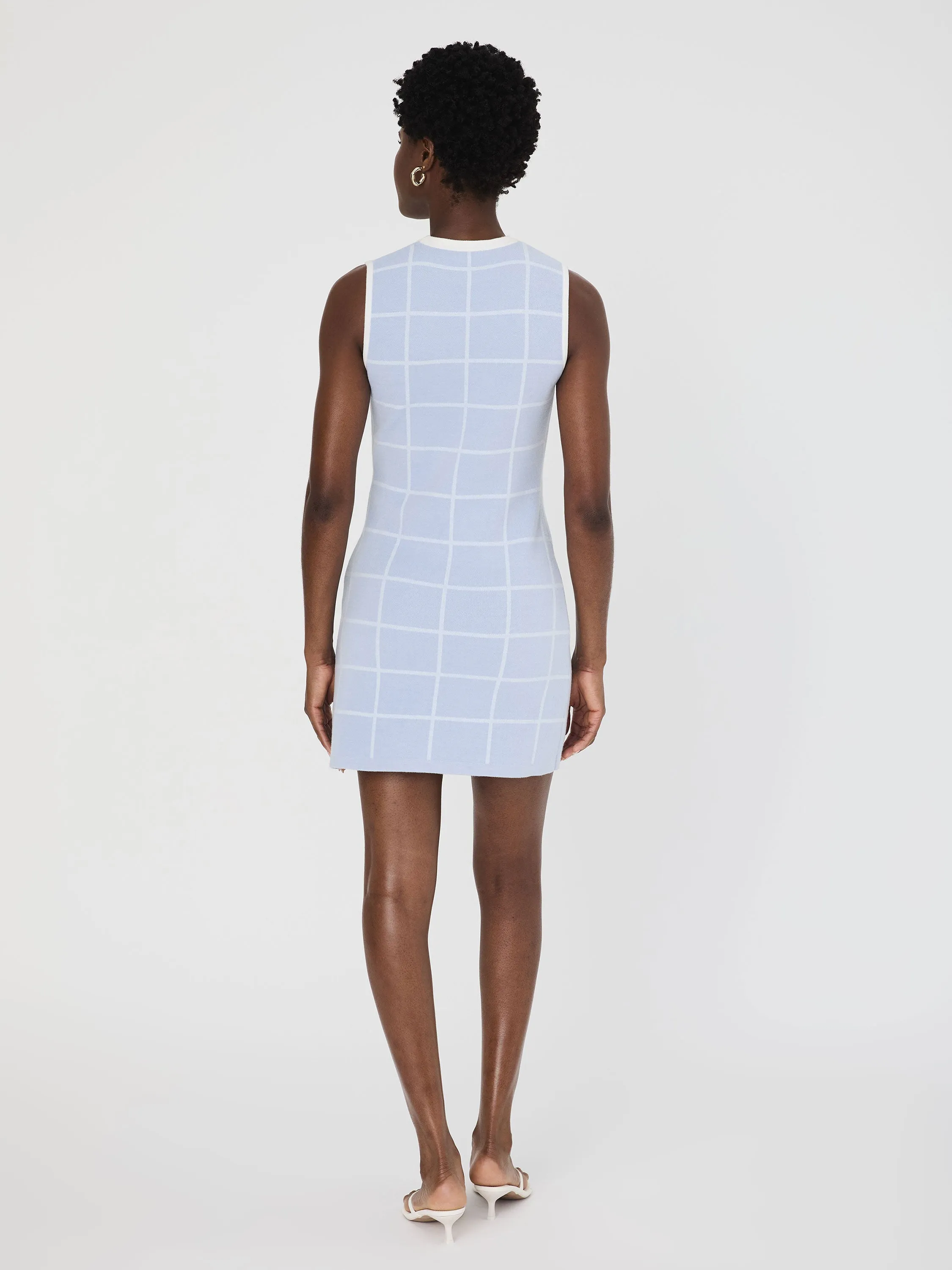 Check Sleeveless Crew Dress