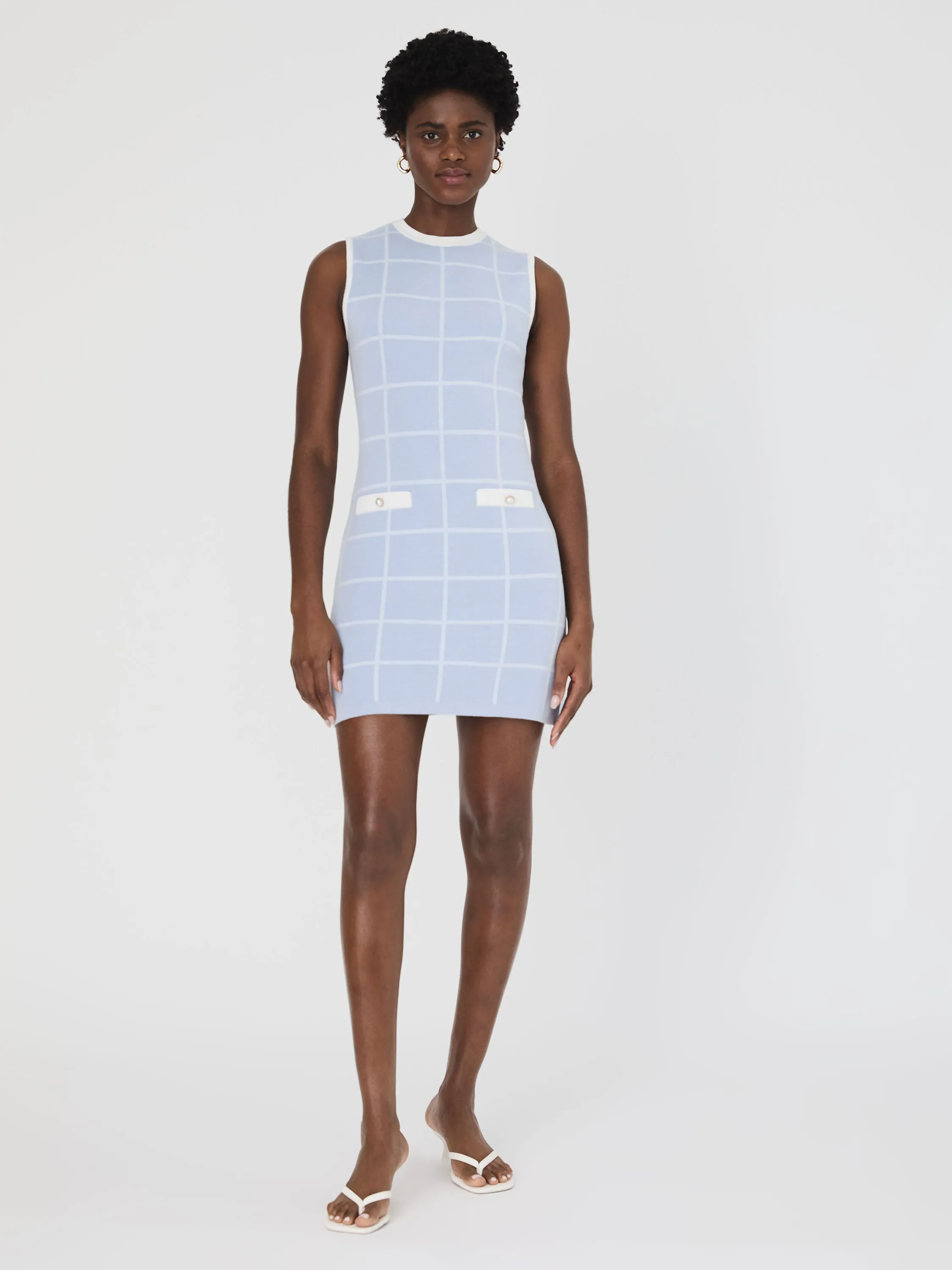 Check Sleeveless Crew Dress