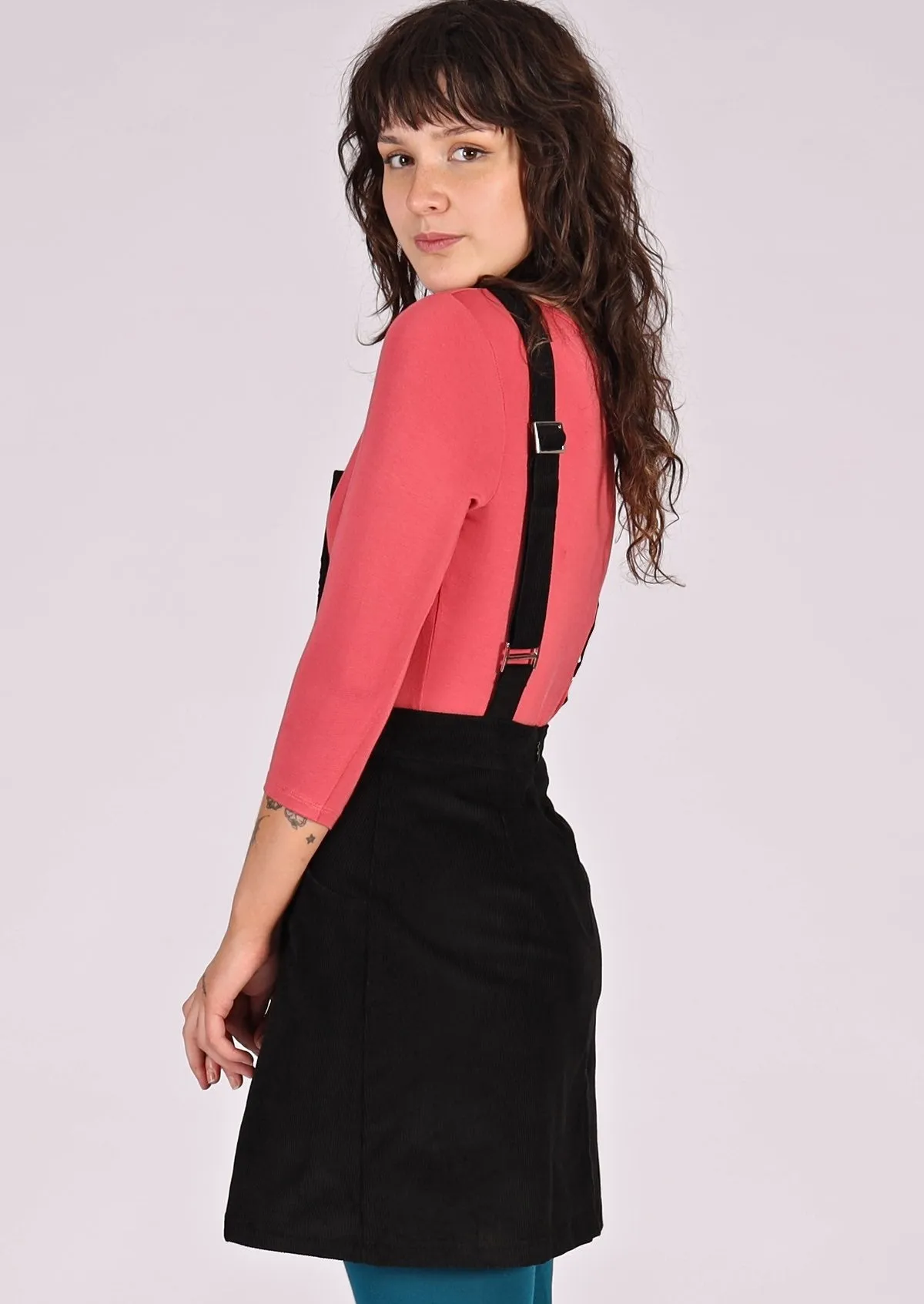 Corduroy Pinafore Black