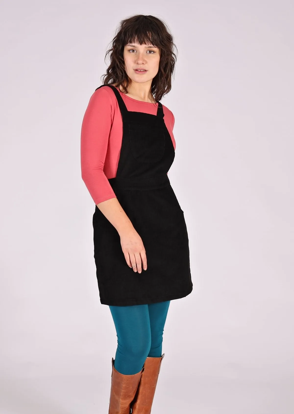 Corduroy Pinafore Black