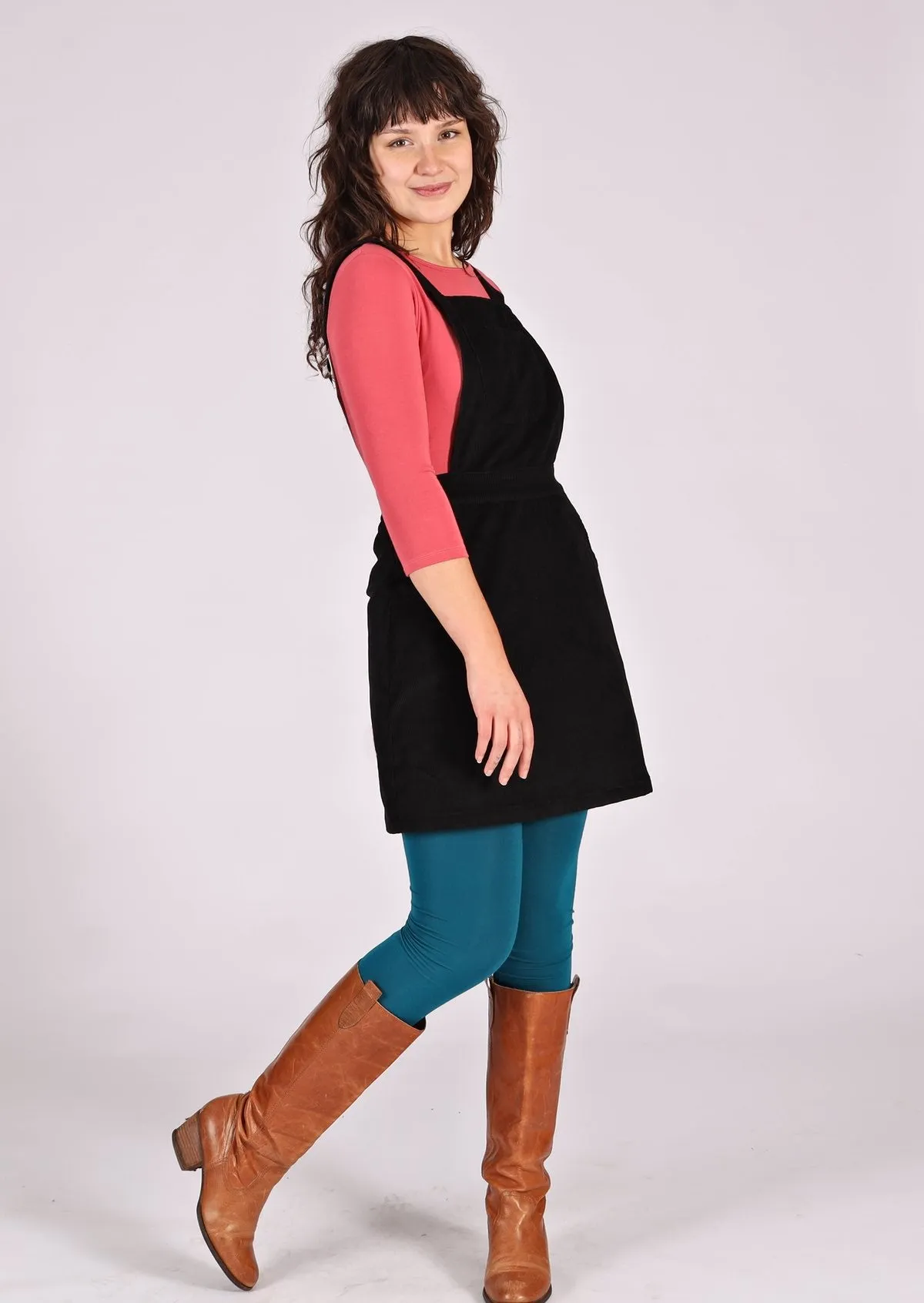Corduroy Pinafore Black
