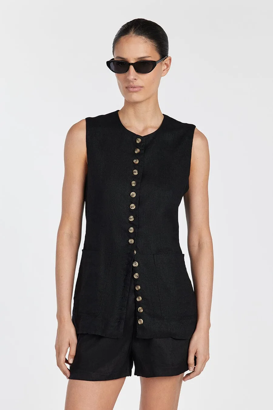 CORY BLACK LINEN SHORT