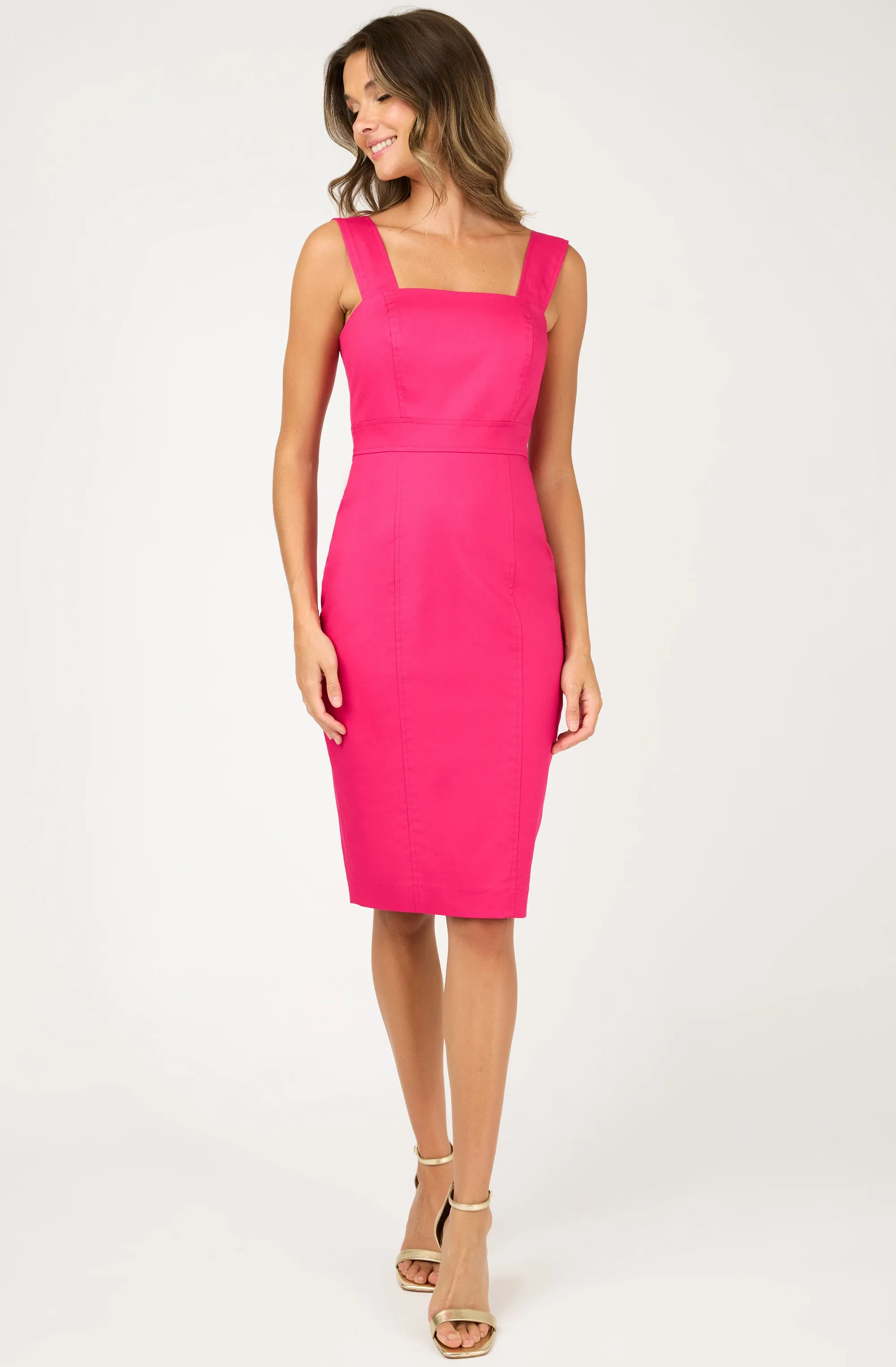 Cotton Fitted Dress with Wide Straps