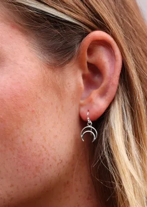 Crescent Moon Silver Dangly Earrings