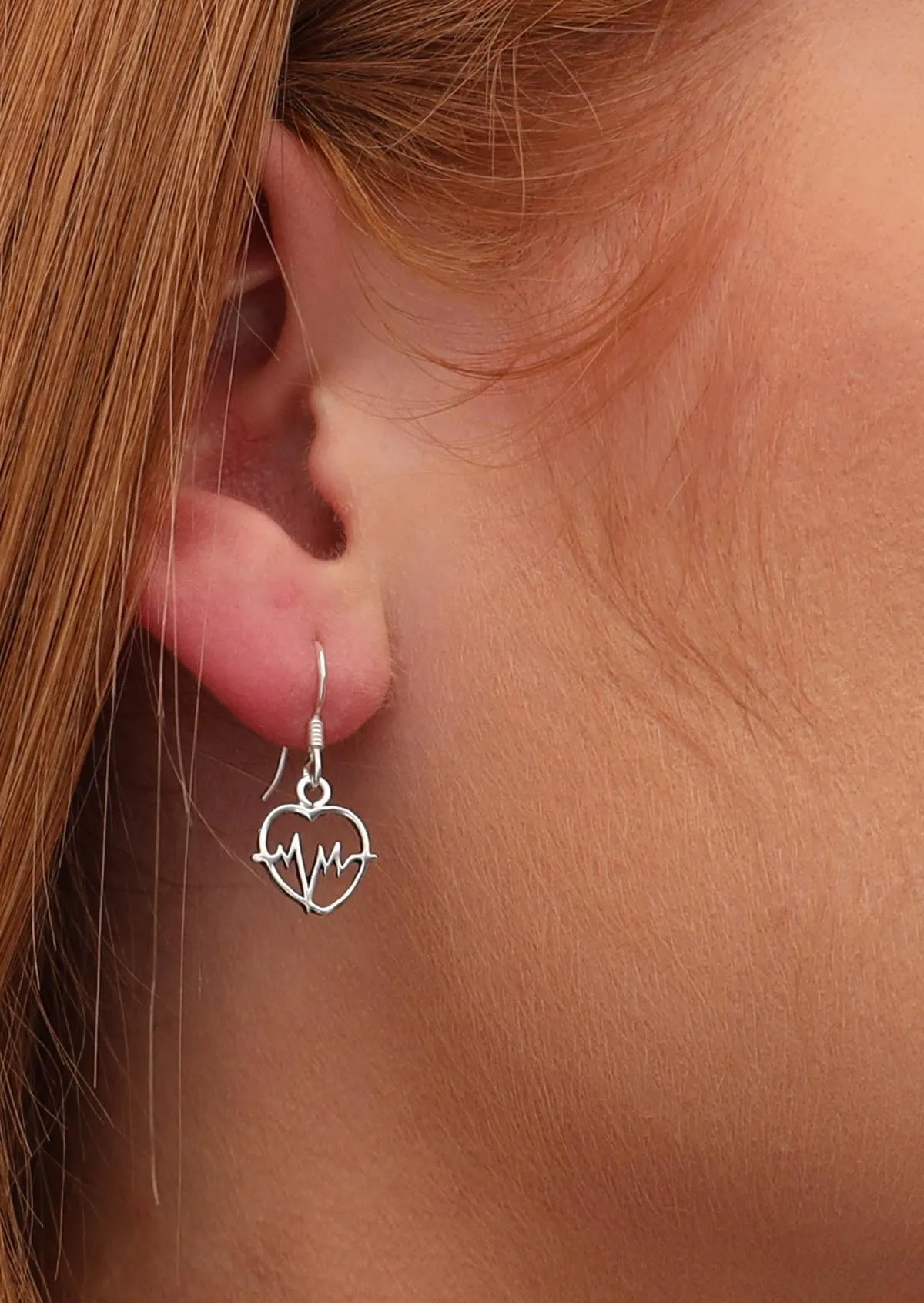 Dainty Heartbeat Silver Earrings