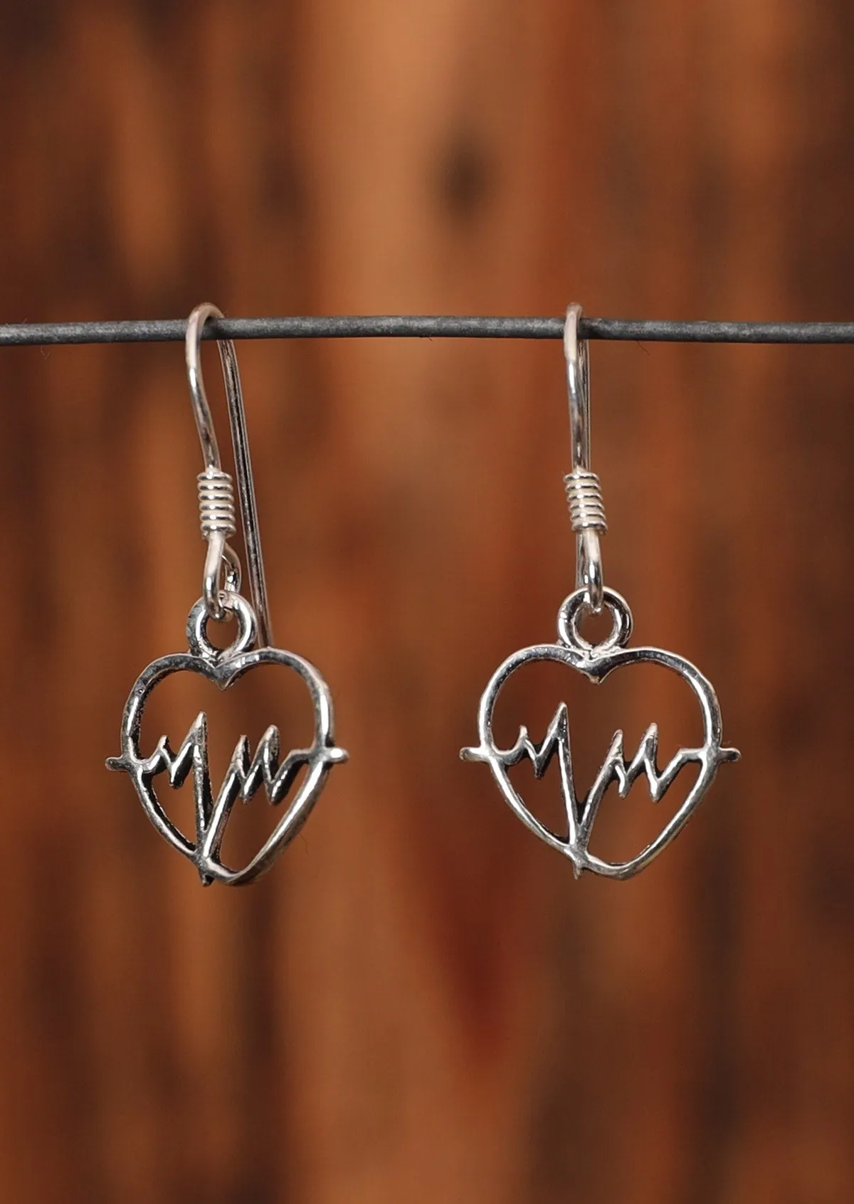 Dainty Heartbeat Silver Earrings