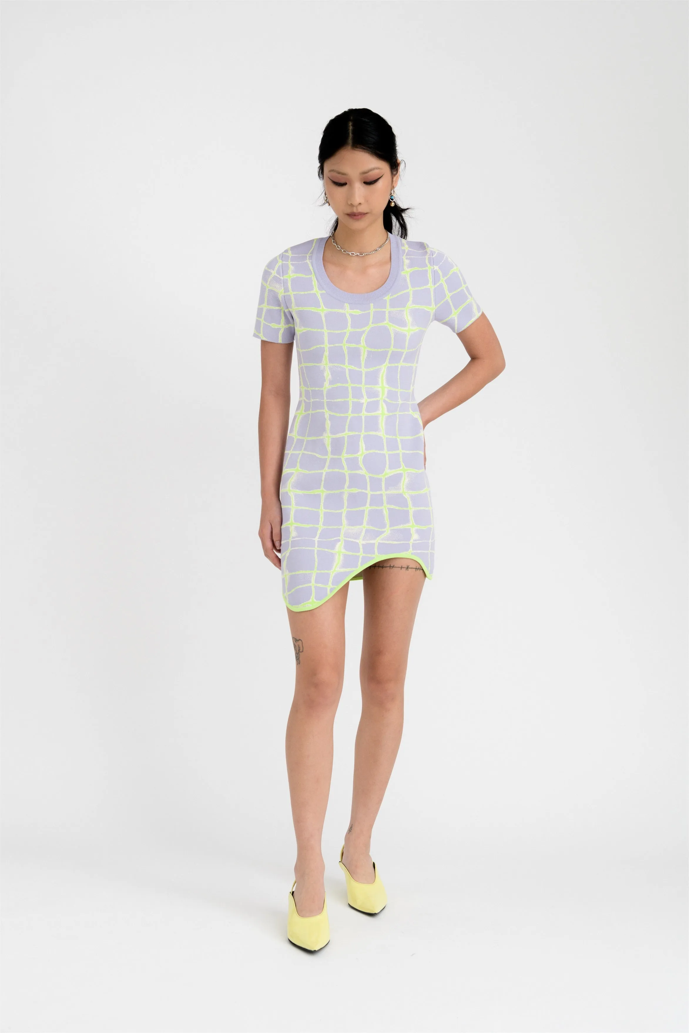 DEXTER AQUA SHORT SLEEVE MINI DRESS