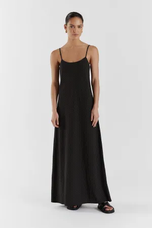 DIEGO BLACK PINSTRIPE MAXI DRESS