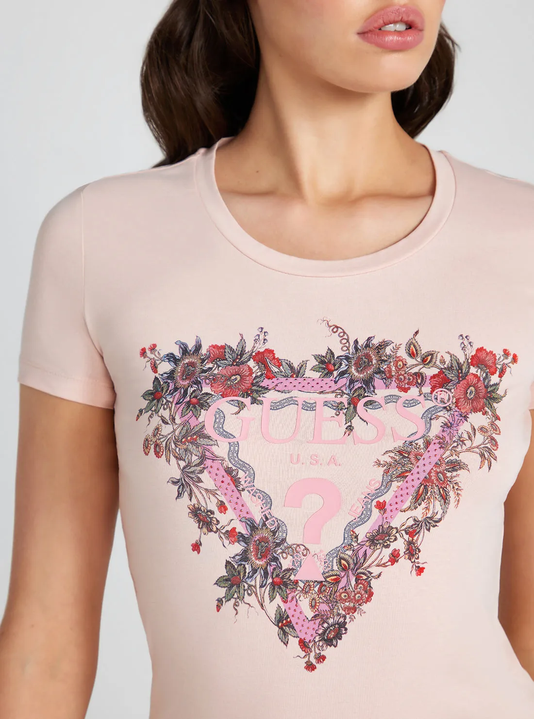 Eco Light Pink Flower Triangle Logo T-Shirt