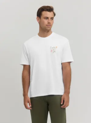 Eco White Abstract Flower Logo T-Shirt