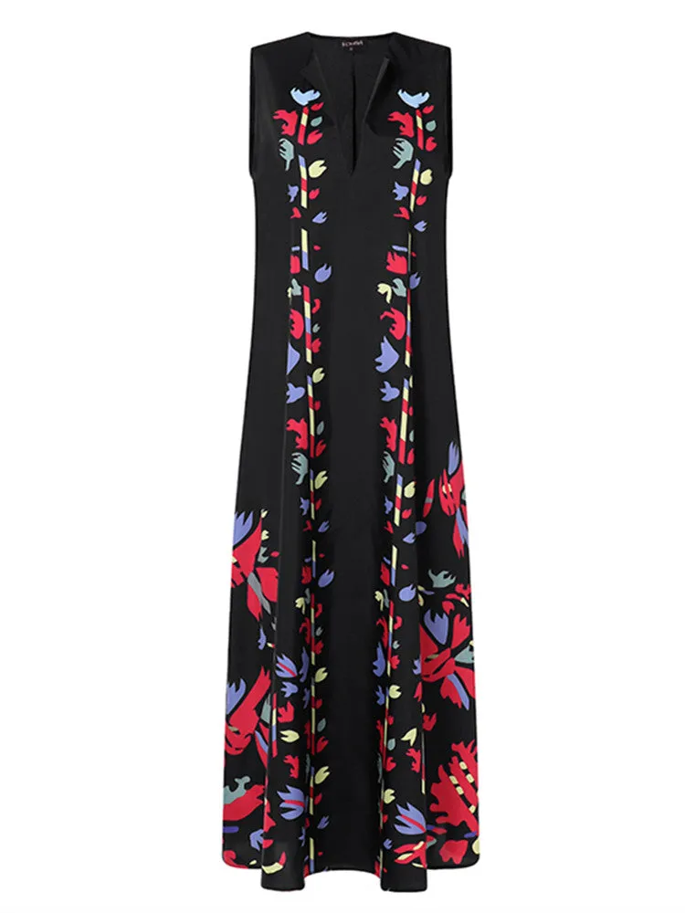 Elegant Women Floral Printed Long Maxi Dress
