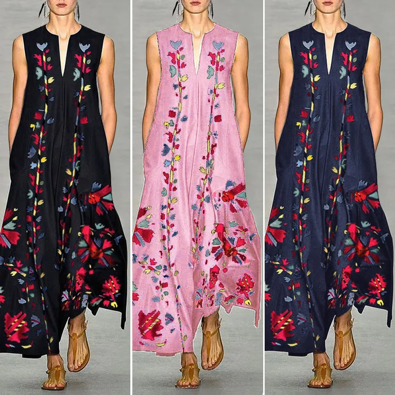 Elegant Women Floral Printed Long Maxi Dress