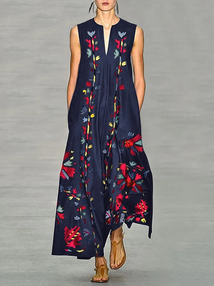 Elegant Women Floral Printed Long Maxi Dress
