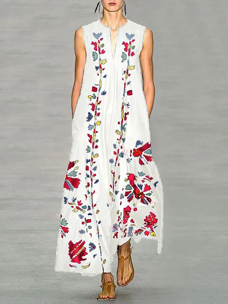 Elegant Women Floral Printed Long Maxi Dress