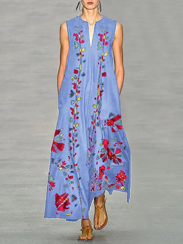 Elegant Women Floral Printed Long Maxi Dress