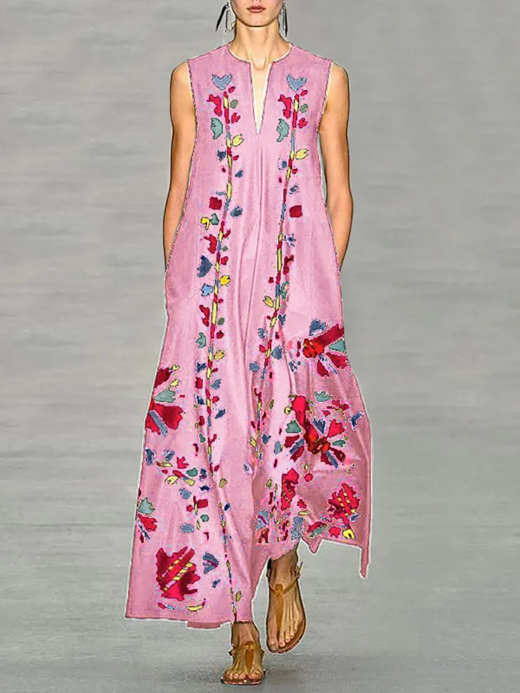 Elegant Women Floral Printed Long Maxi Dress