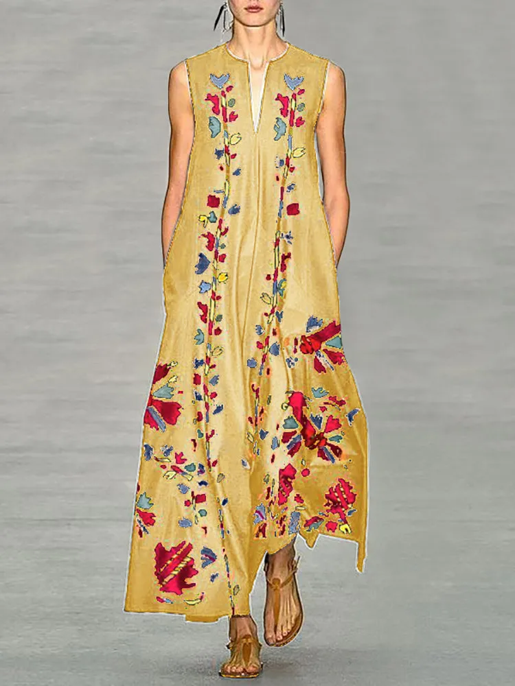 Elegant Women Floral Printed Long Maxi Dress