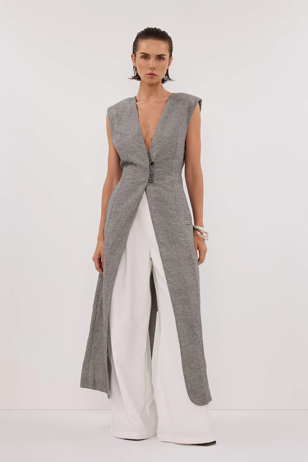 ELIAS CHARCOAL LONGLINE VEST