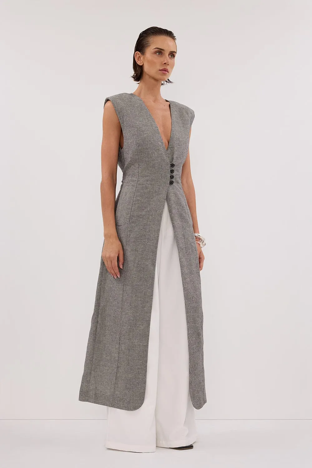 ELIAS CHARCOAL LONGLINE VEST