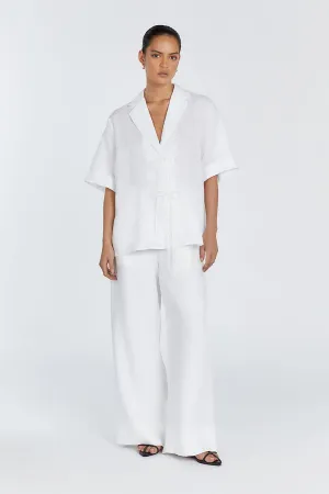 EMELIA WHITE LINEN WRAP SHIRT
