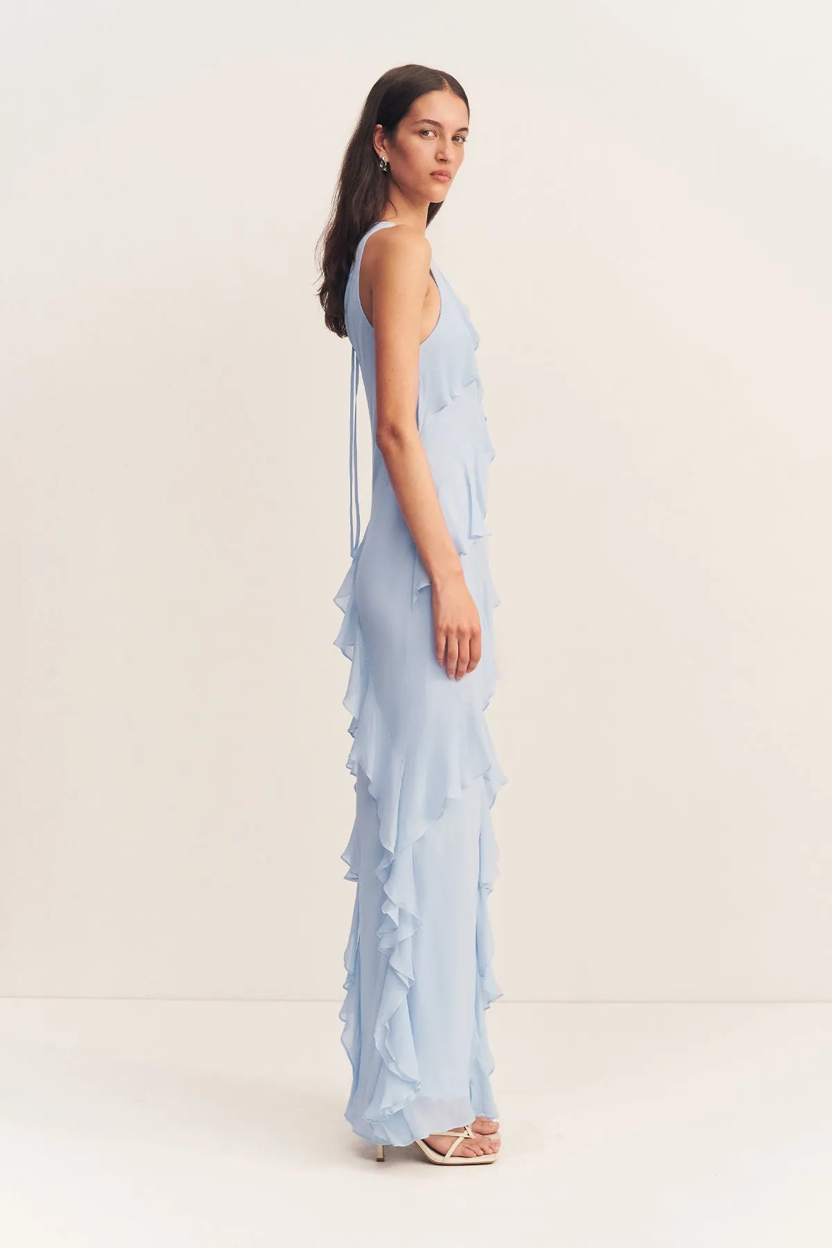 EMORY RUFFLE MAXI DRESS - ARCADIAN BLUE