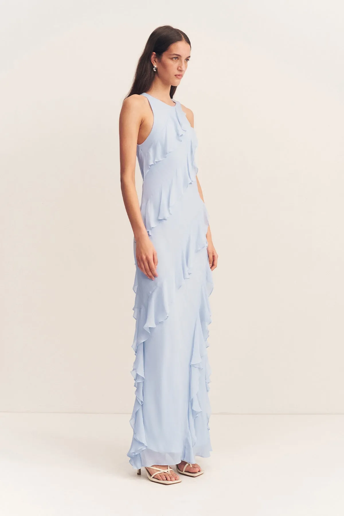 EMORY RUFFLE MAXI DRESS - ARCADIAN BLUE