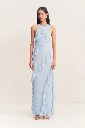 EMORY RUFFLE MAXI DRESS - ARCADIAN BLUE