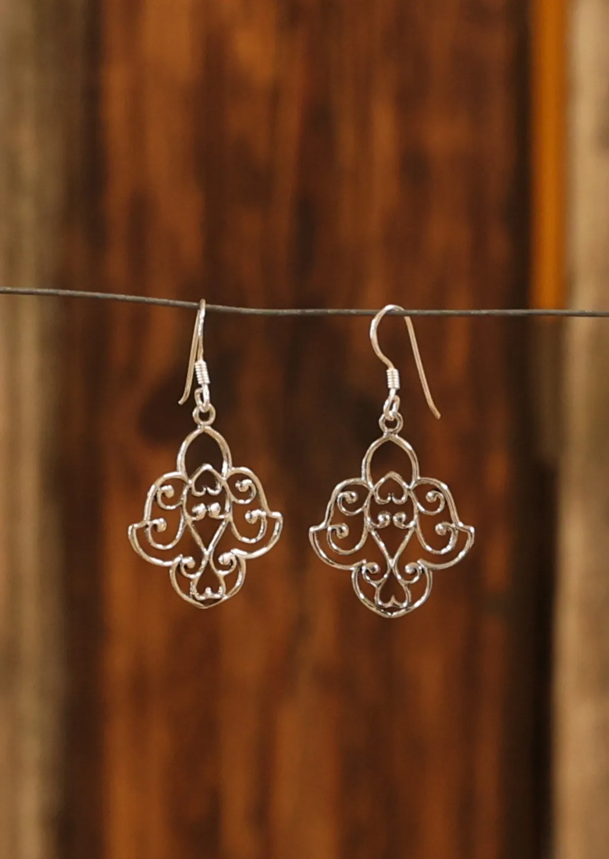 Filigree Fanlight Silver Earrings