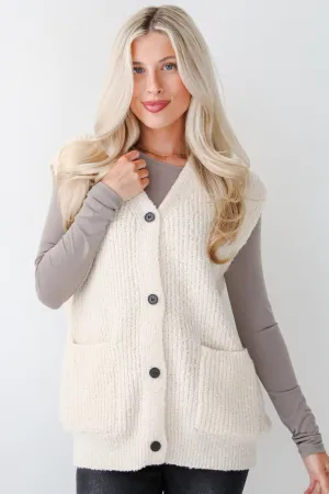 FINAL SALE - Cuddly Perfection Oatmeal Fuzzy Knit Sweater Vest