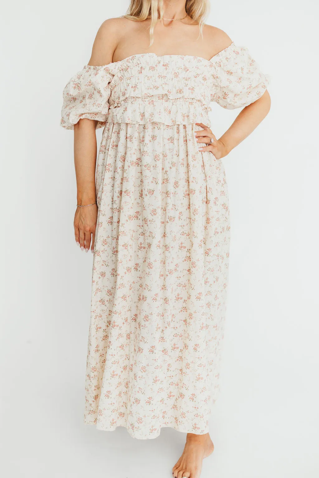 Finley 100% Cotton Peplum Midi Dress in Petal Pink - Bump & Nursing Friendly