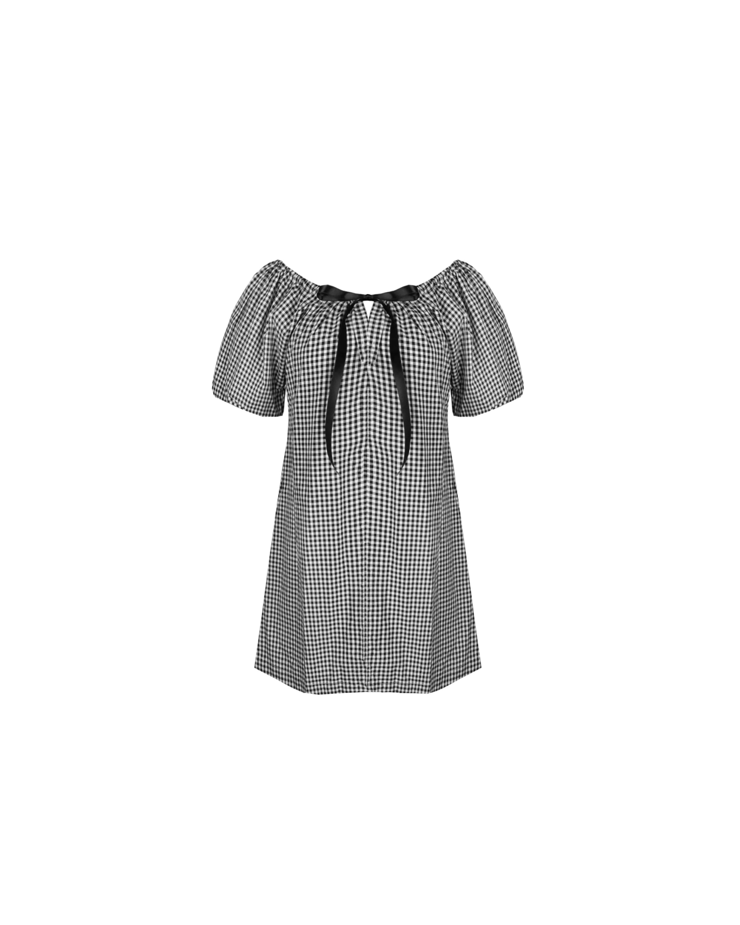 FLORY MINI DRESS BLACK GINGHAM