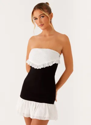 Fran Broderie Mini Dress - Black