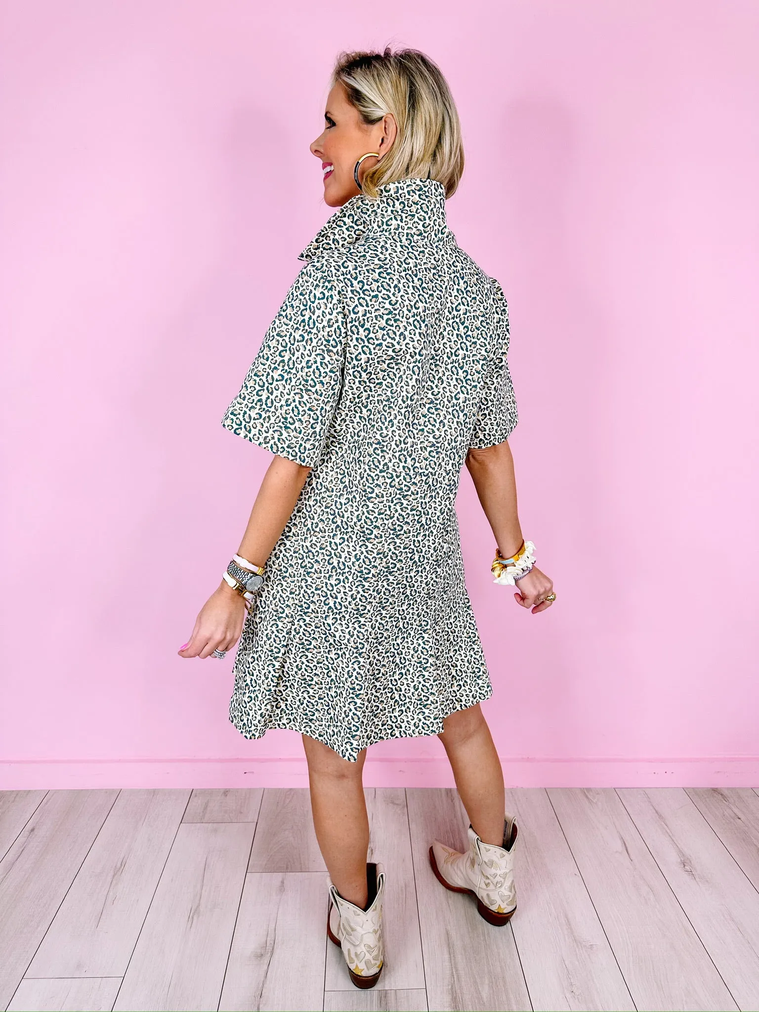 FRANCINE LEOPARD HALF ZIP DRESS