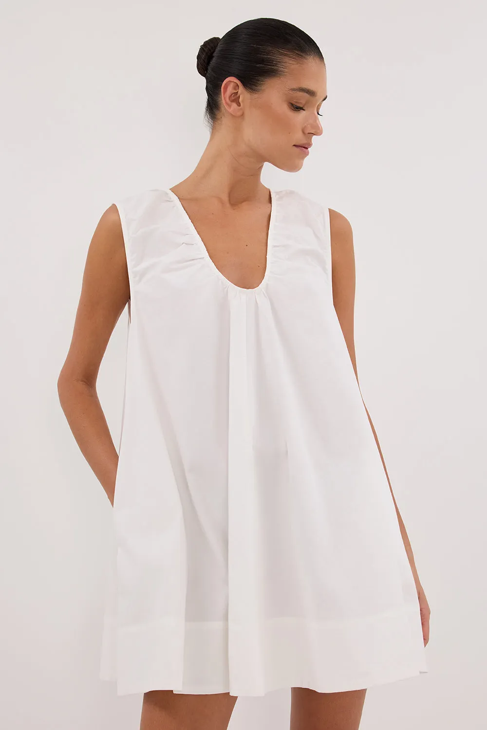 GABBY WHITE COTTON MINI DRESS