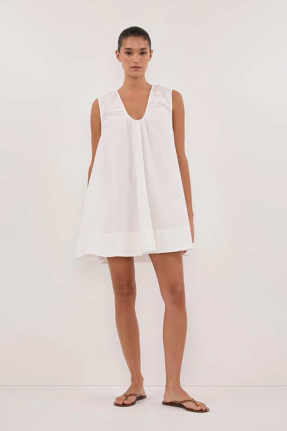 GABBY WHITE COTTON MINI DRESS