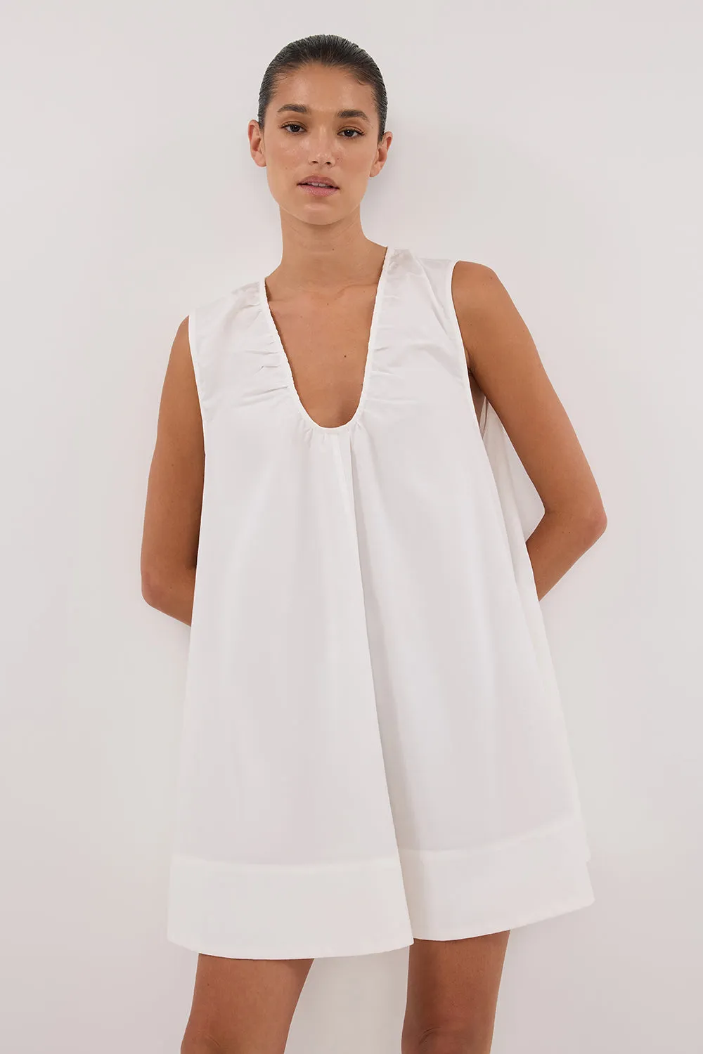 GABBY WHITE COTTON MINI DRESS