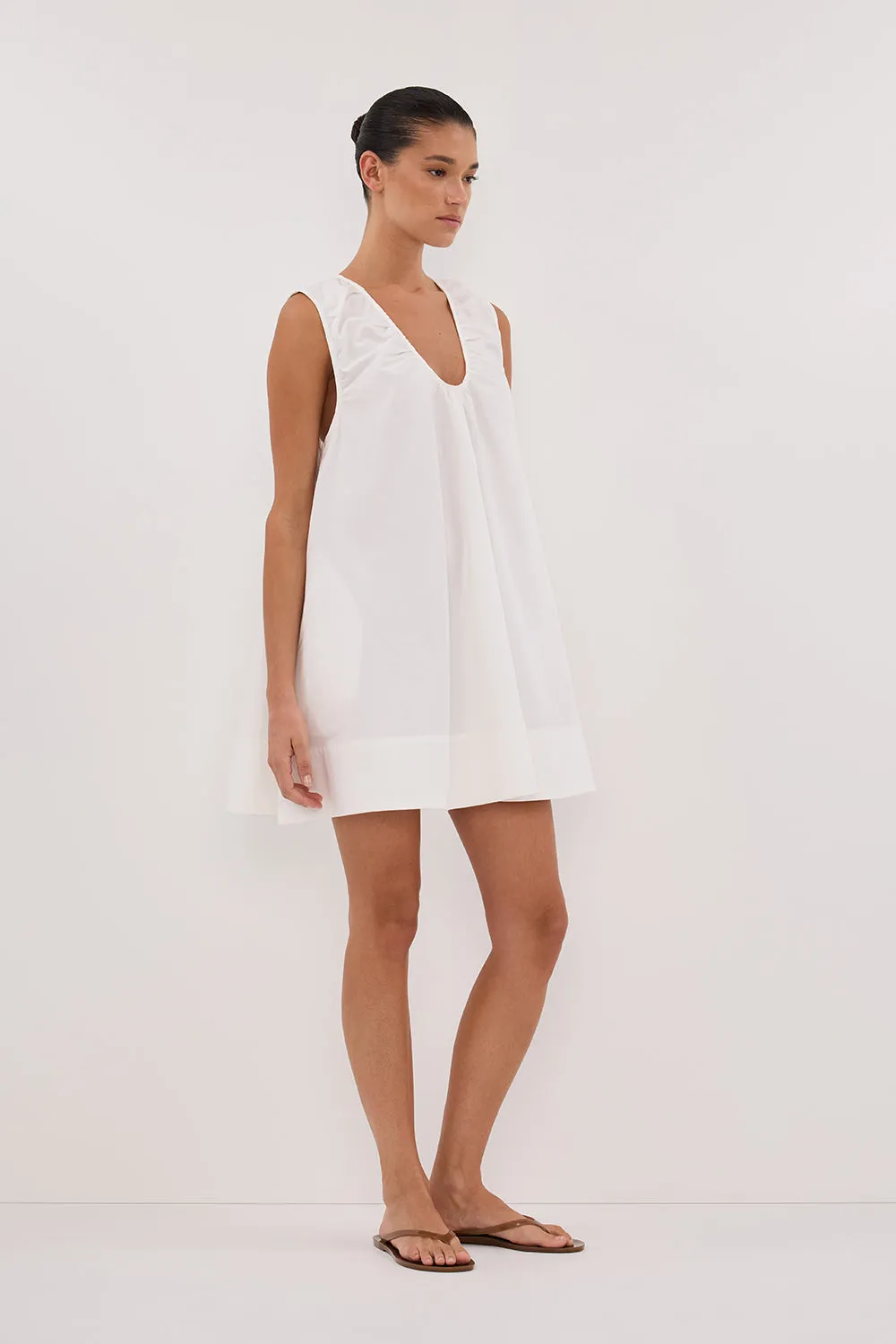 GABBY WHITE COTTON MINI DRESS