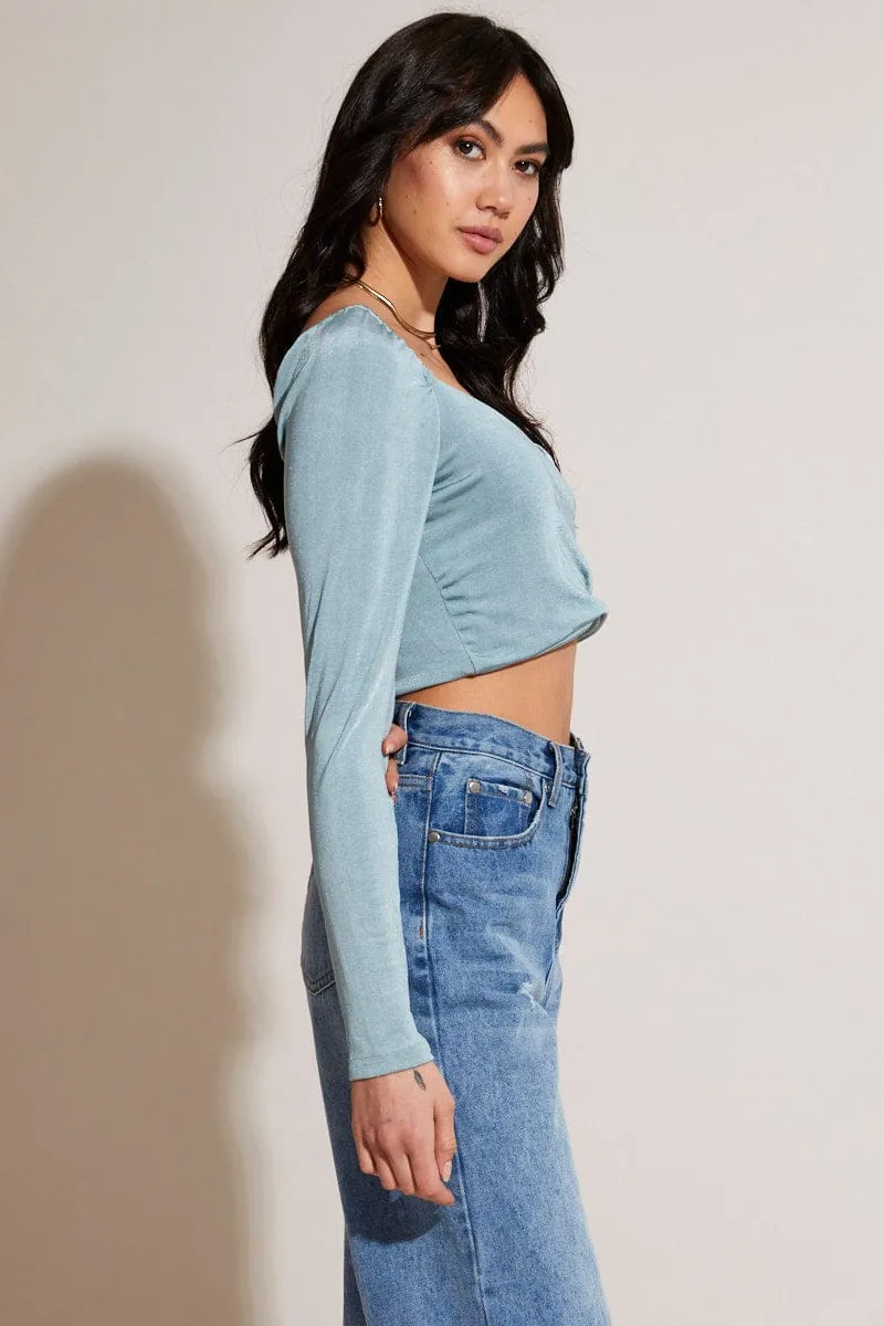 Green Wrap Crop Top