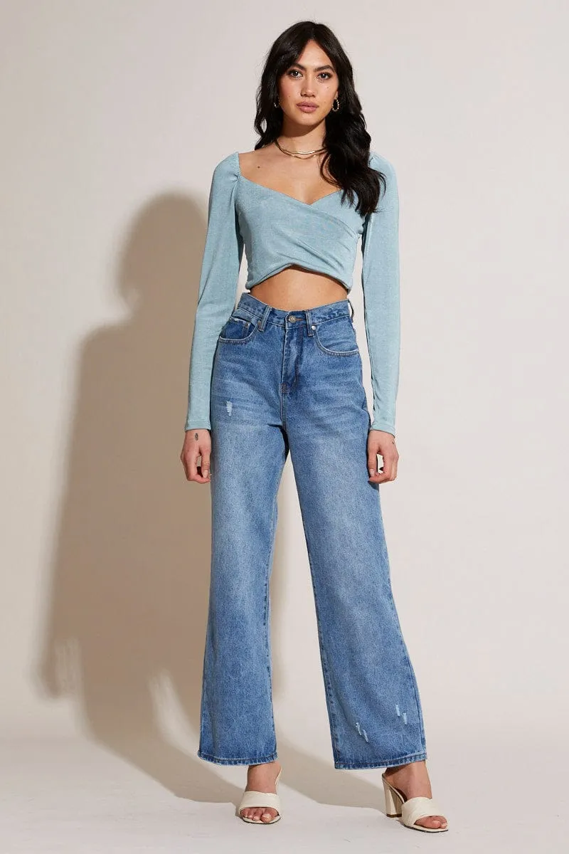 Green Wrap Crop Top