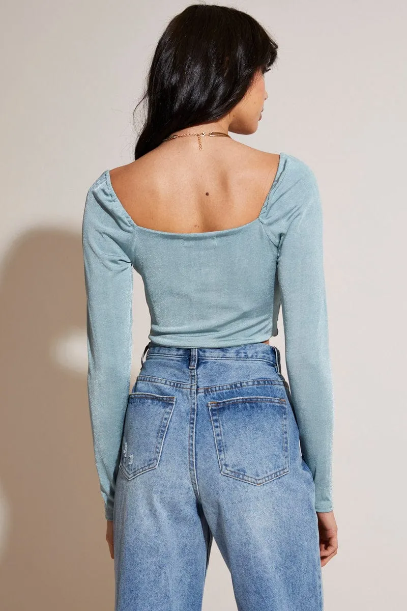Green Wrap Crop Top