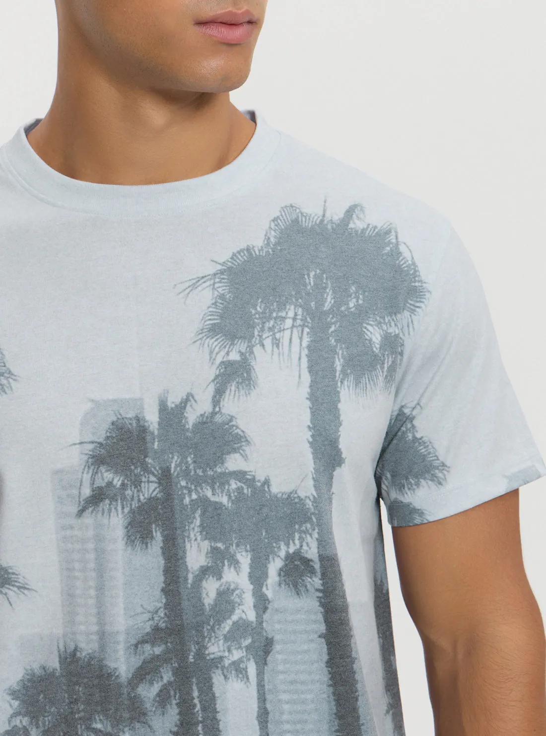 Grey Palm Print T-Shirt