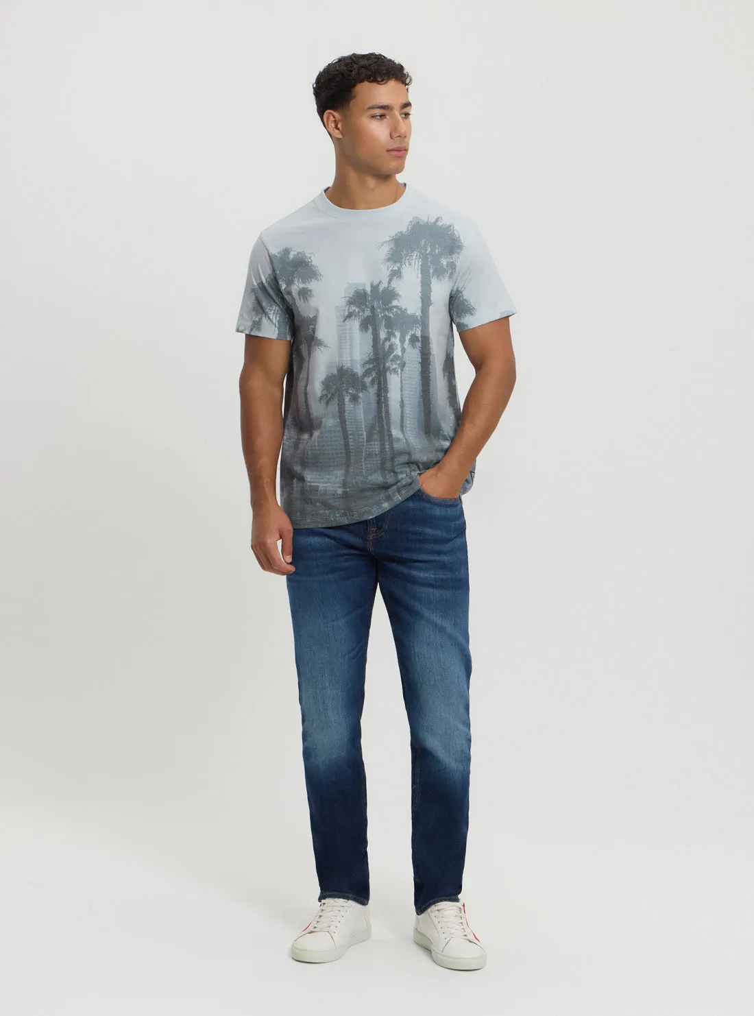 Grey Palm Print T-Shirt
