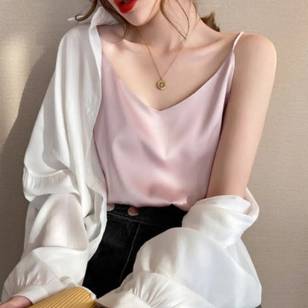 Halter Sexy V-neck Camisole Ladies Silk Camisole