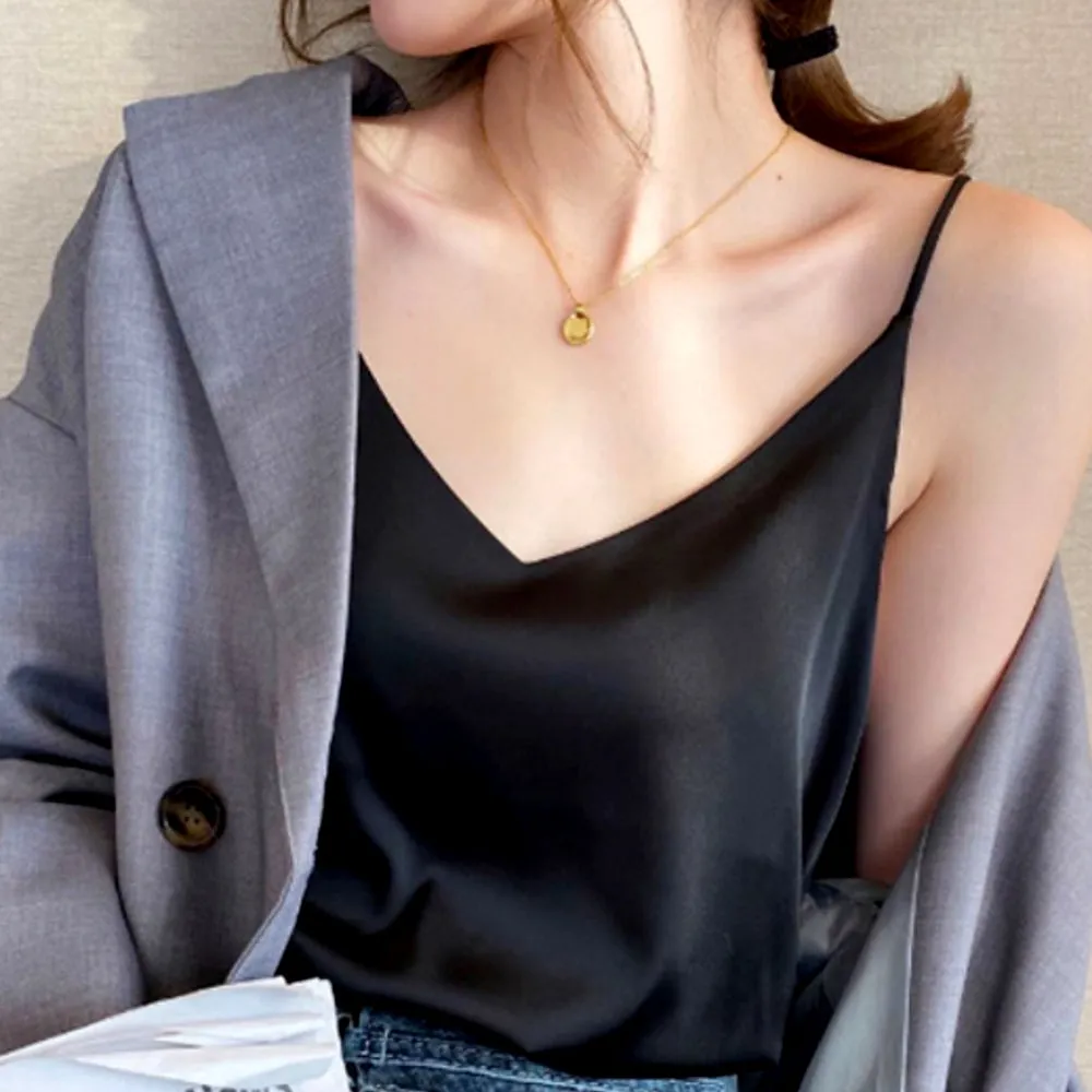 Halter Sexy V-neck Camisole Ladies Silk Camisole