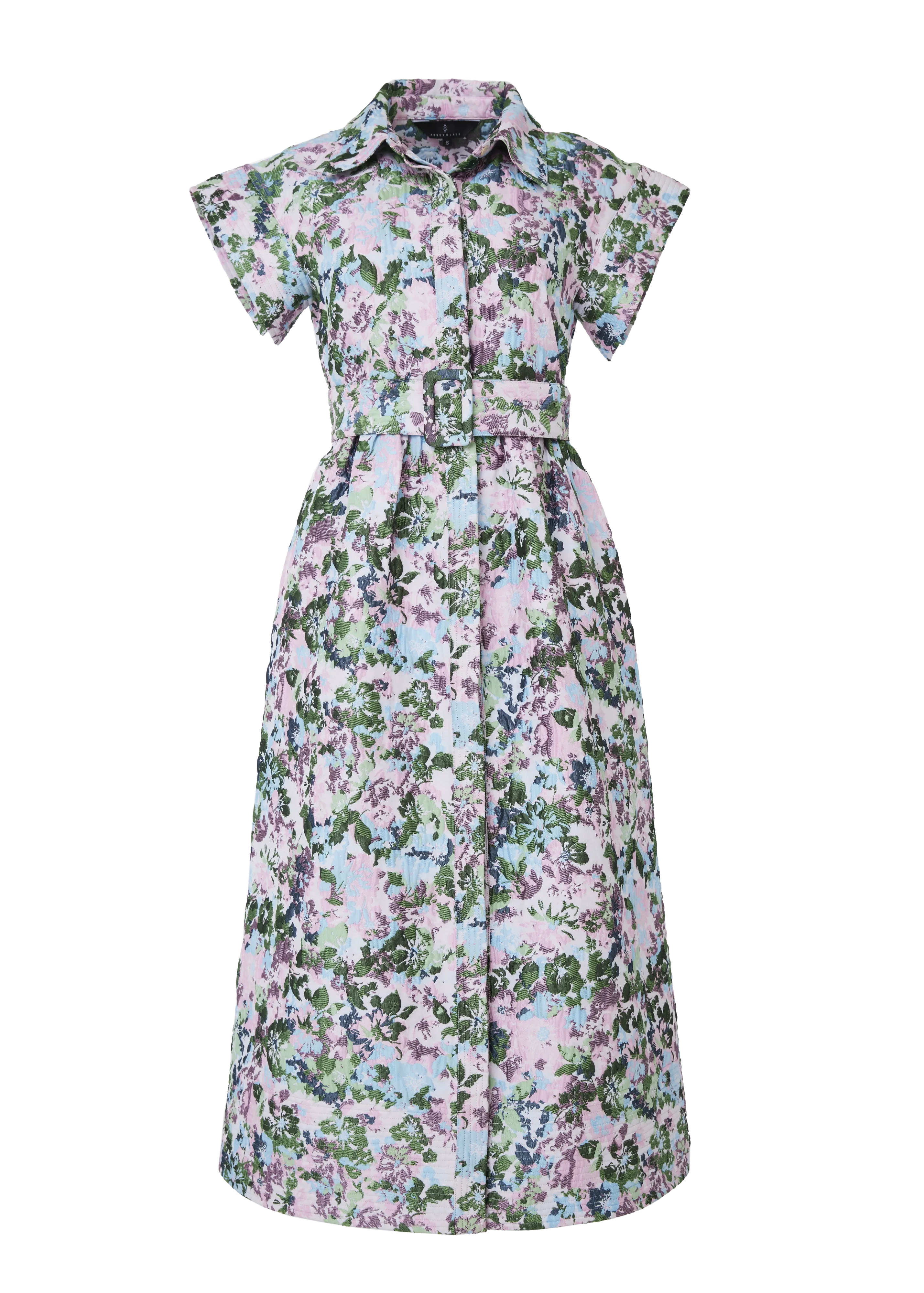 Harper Dress Pink Abstract Floral Jacquard
