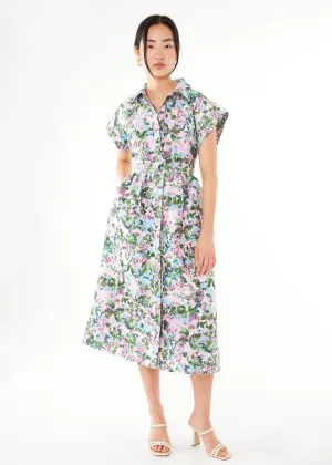 Harper Dress Pink Abstract Floral Jacquard