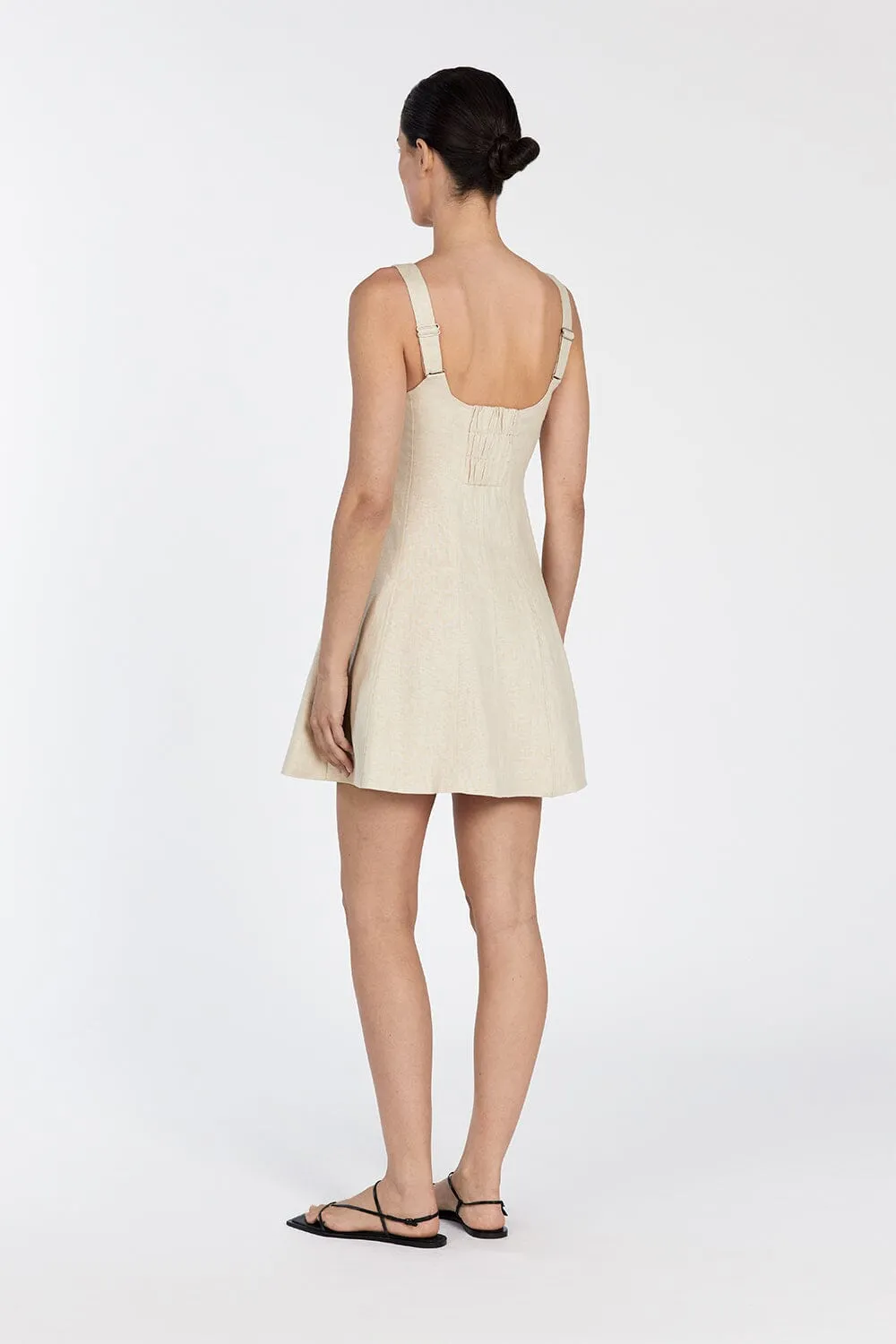 HARRIET SAND LINEN MINI DRESS