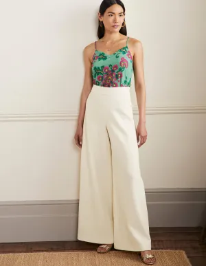 High Waisted Palazzo Trousers-Ivory
