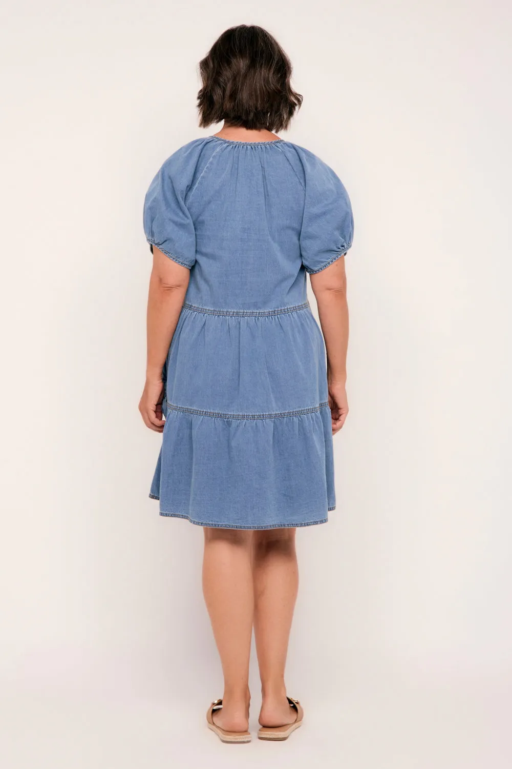 Ismay Chambray Short Dress in Light Wash