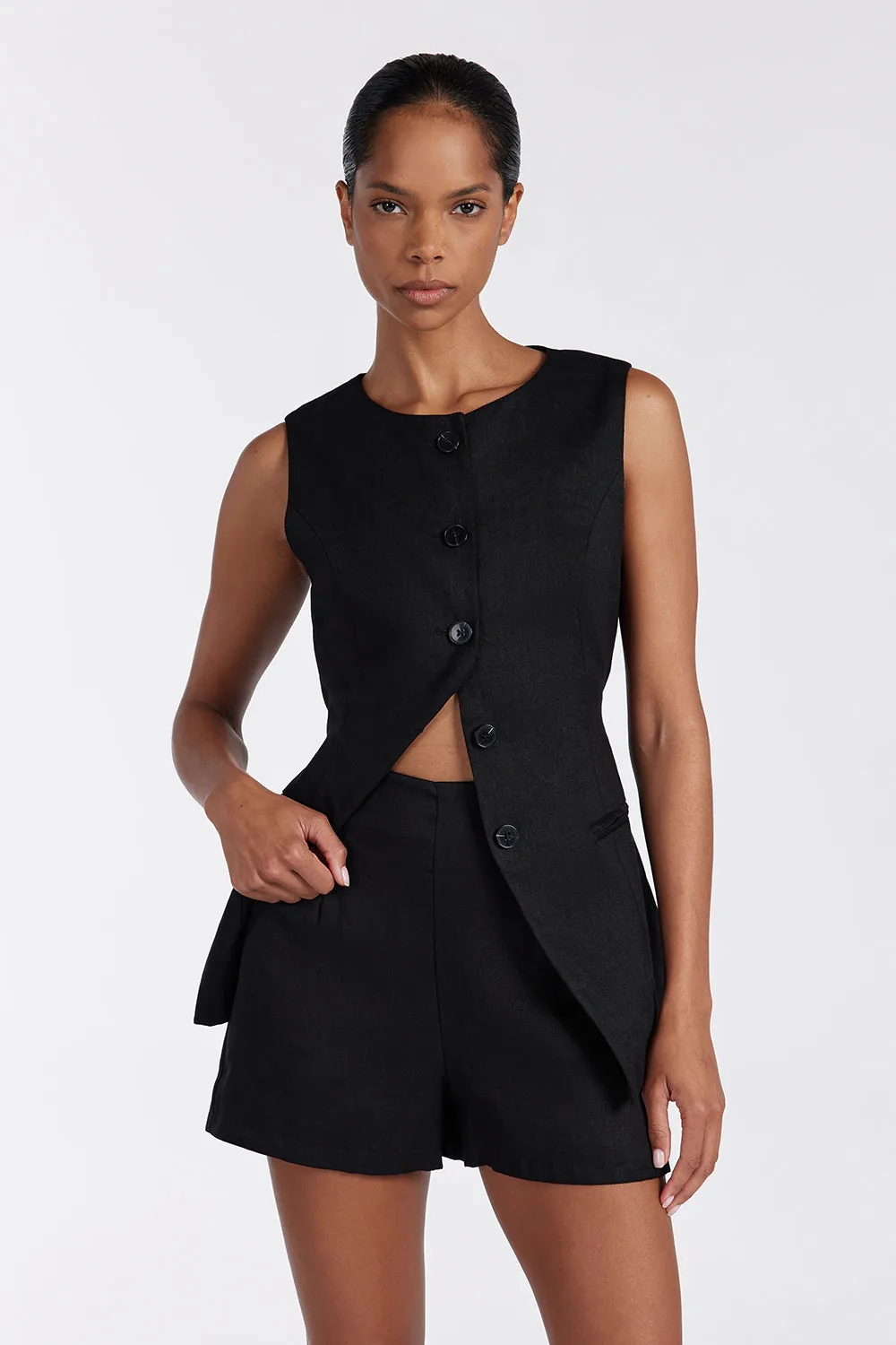 JESSIE BLACK LINEN SHORT